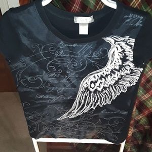 Twisted Courtesy  black shirt with bird and writin